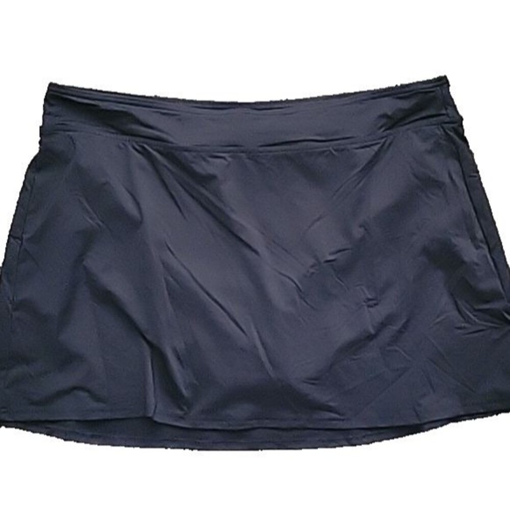 Women's Black Swim Skirt 16 Solid Large Modest attached bottoms Lands End S1149